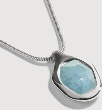 Monica Vinader Sterling Silver Odyssey Gemstone Chain Necklace Aquamarine