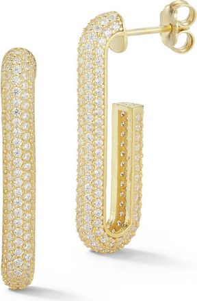 Glaze Jewelry Pav&eacute; Cubic Zirconia Long Hoop Earrings in Gold at Nordstrom Rack