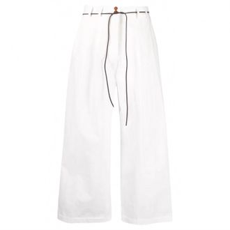 Alysi Womens Wide Pleat Trousers In White