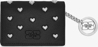 Ganni Black Bou Card Holder With Flap in Studs