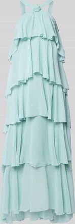 Vero Moda Volant Abendkleid mit V-Ausschnitt Modell FELICIA in Hellblau, Gr&ouml;&szlig;e XL