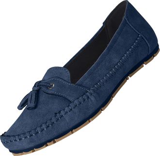 Generic Womens Fashion Soft-Soled Loafers, Lightweight Comfort Slip-On Casual Walking Shoes with Bowknot, Casual Flats Shoes for Business Daily Wear (Blue,8.5