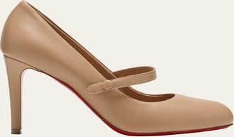 Christian Louboutin Leather Mary Jane Red Sole Pumps