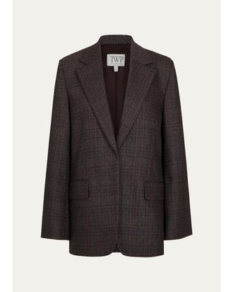 TWP Jillian Plaid Wool-Cashmere One-Button Blazer