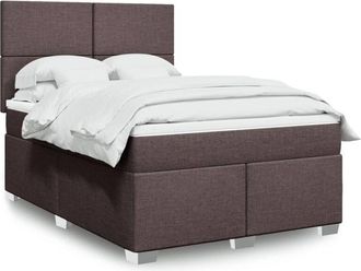 vidaXL Vidaxl - Cama Box Spring Con Colch&oacute;n Tela Marr&oacute;n Oscuro 160x200 Cm