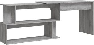 vidaXL Corner Desk Grey Sonoma 200x50x76 cm Engineered Wood Vidaxl