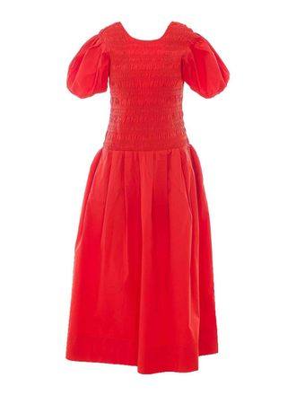 Ganni Ganni red stretch cotton long dress