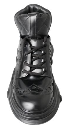 Dolce & Gabbana Mens Black Leather Ankle Casual Boots