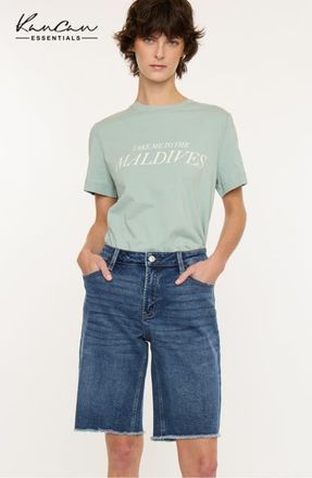 Kancan Arley Essentials Mid Rise Jorts in Dark Wash at Nordstrom, Size 28