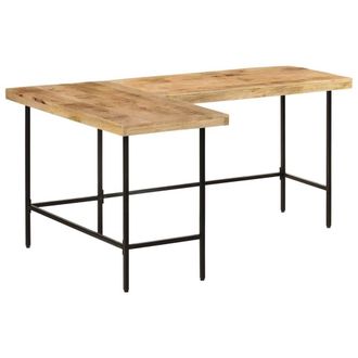 Berkfield Home Desk 165x110x77 cm Solid Wood Mango & Iron in Brown | Size: 165 x 110 x 77 cm