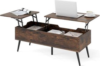 Costway Tavolino da Caff&egrave; con Piano Sollevabile, Tavolino Moderno con 2 Scomparti Nascosti e Gambe in Metallo, Tavolo per Soggiorno, Studio e