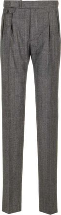 Tagliatore Prince of Wales Wollen Pantalon - Heren - Nette broeken - Grijs - XL - Wol - Broeken