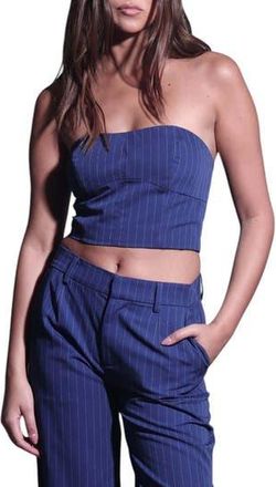 Walter Baker Tanvi Pinstripe Strapless Crop Top in Royal Blue Pin Stripe at Nordstrom Rack, Size X-Small