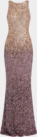 Mac Duggal Ombr&eacute; Sequin Mesh Column Gown