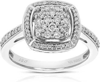Vir Jewels 1/2 cttw Lab Grown Diamond Ring in Sterling Silver For Women