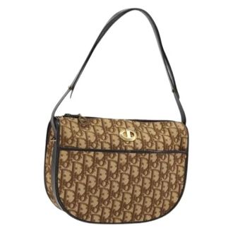 Dior Pre-owned Vintage Trotter Shoulder Bag - Dames - Pre-owned - Beige - Maat: ONE Size Leer
