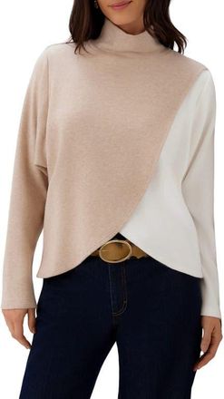Karen Kane Crossover Colorblock Top in Light Tan/ivory at Nordstrom, Size X-Small