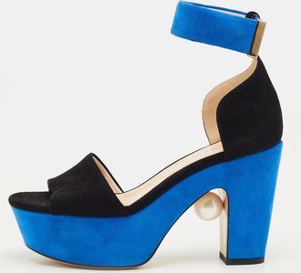 Nicholas Kirkwood Black/blue Suede Platform Ankle Strap Sandals