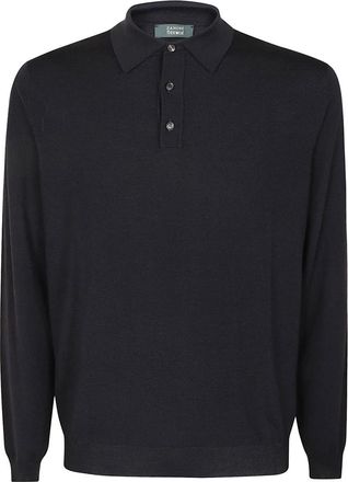 Zanone Blauwe Polo van Wolmix - Heren - Polos - Blauw - 3XL - Wol - Tops