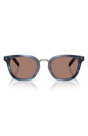 Prada 49mm Cat Eye Sunglasses in Blue Havana /Brown at Nordstrom
