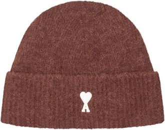 Ami Brown Logo Beanie Cap
