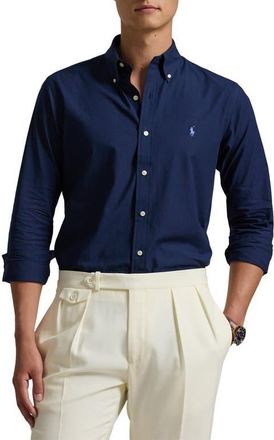 Polo Ralph Lauren Classic Fit Stretch Cotton Poplin Button-Down Shirt in Newport Navy at Nordstrom, Size Xx-Large