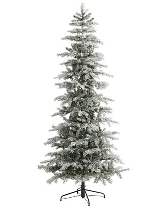 Nearly Natural 7.5Ft Slim Flocked Nova Scotia Spruce Artificial