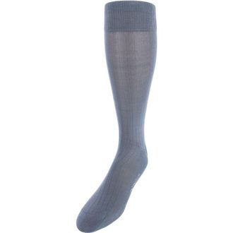 Trafalgar Store Jasper Mercerized Cotton Ribbed Mid-Calf Solid Color Socks in Steel Grey at Nordstrom