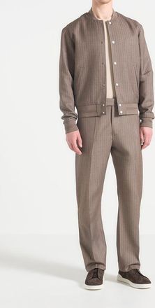 Mani&egrave;re De Voir Joseph Pinstripe Regular Trousers in Taupe at Nordstrom, Size 38