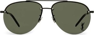 Saint Laurent Eyewear Occhiali da sole 11/F M Classic stile pilota con montatura a giorno - Nero