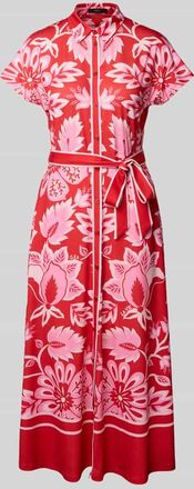 Oui Maxikleid mit Bindeg&uuml;rtel in Hellrot, Gr&ouml;&szlig;e 44
