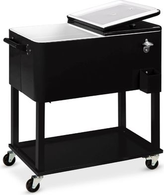 Best Choice Products 80qt Steel Rolling Cooler Cart w/ Bottle Opener, Catch Tray, Drain Plug, Locking Wheels