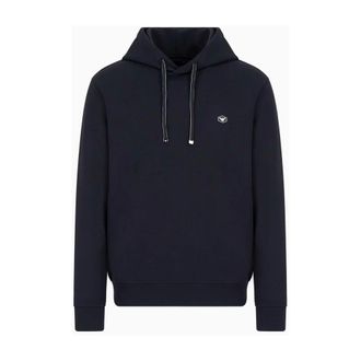 Emporio Armani Hoodies, male, Blue, Size: 2XL Navy Blue Hooded Sweatshirt