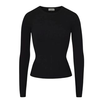 Éterne Tops, Dames, Zwart, M, Katoen, Long Sleeve Fitted Top