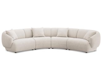 Castlery Auburn Curve L-Shape Sectional Sofa Customized, Performance Boucle Cream, Spill Resistant, Modular for Sofas by Castlery