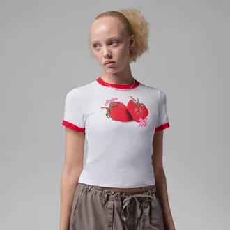 Nike Jordan Womens Jordan Ringer T-Shirt in White | IW0936-100
