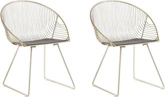 Beliani Set di 2 sedie moderne in metallo dorato Aurora