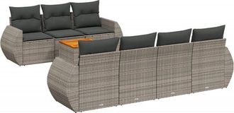 vidaXL Vidaxl - Set De Sof&aacute;s De Jard&iacute;n 8 Pzas Y Cojines Rat&aacute;n Sint&eacute;tico Gris