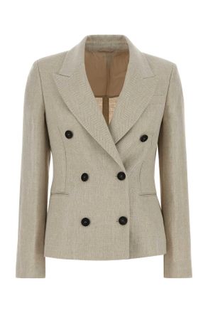 Brunello Cucinelli Brunello Cucinelli Melange Sand Linen Blend Blazer