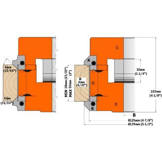CMT 695.005.a4 Par De Cuchillas Para Biselar Y Redondear R=4/45&deg; (20x20x2)