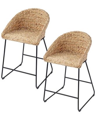 SEI Furniture Sei Furniture Set Of 2 Landrine Water Hyacinth Counter Stools