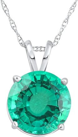 Pompeii3 2.70Ct Round Green Emerald Solitaire Pendant 14k Gold 18 Necklace Lab Grown 9MM