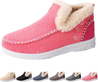 Generic Orthopedic Fleece Slip-On Boots for Women & Men, Plush Lined Flat Shoes Comfy Orthopedic Arch Support Warm Comfort Shoe (Pink,WOMEN 11/MEN 9.5)