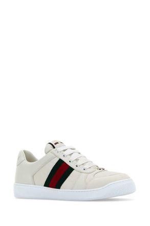 Gucci Mens White Leather Screener Sneakers Greatwgwwhvrvw Lamb