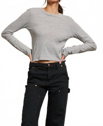 perfectwhitetee Jamie Recycled Cotton Long Sleeve Top In Heather Grey