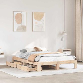 vidaXL Vidaxl - Estructura De Cama Sin Colch&oacute;n Madera De Pino Blanca 140x200 Cm