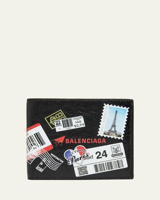 Balenciaga Mens Mail Artwork Cash Square Bifold Wallet