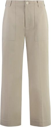 St. John Cotton Cropped Broeken - Dames - Wijde Broeken - Beige - 2XS - Katoen - Broeken
