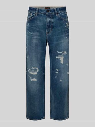 Boss Orange by Hugo Boss BOSS Orange Straight Fit Jeans im Destroyed-Look in Dunkelblau, Gr&ouml;&szlig;e 31/32