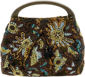 Dries Van Noten Multicolor Printed Velvet Bead Sequin Floral Shoulder Bag